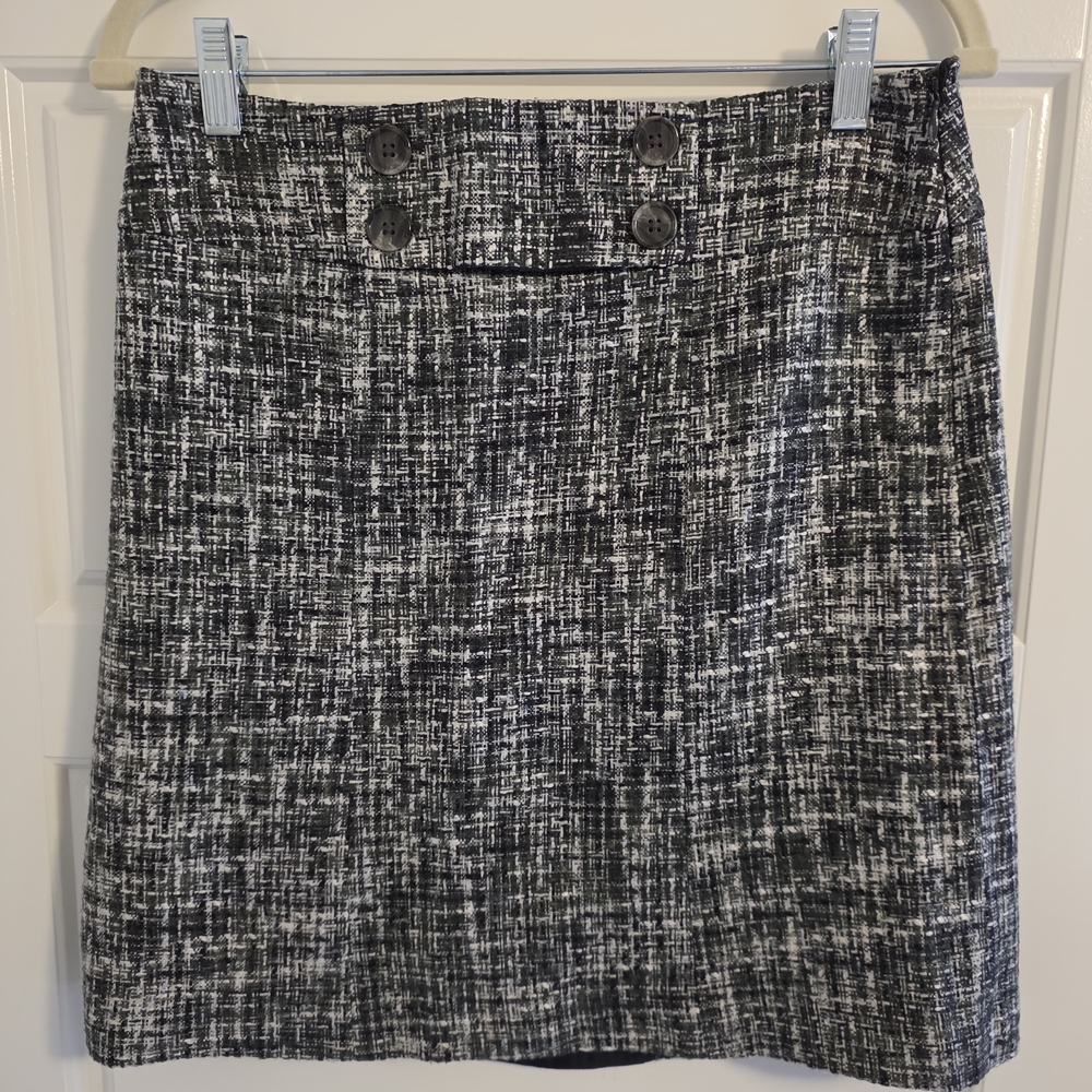 Ann Taylor Black and White Tweed Pencil Skirt